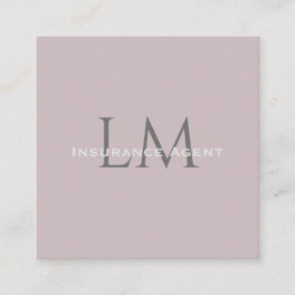 Monogram Square Rose Taupe Business Card Telefonnummerkarte