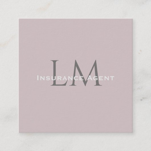 Monogram Square Rose Taupe Business Card Telefonnummerkarte (Vorderseite)