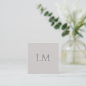 Monogram Square Taupe Gray Business Card Telefonnummerkarte (Stehend Vorderseite)