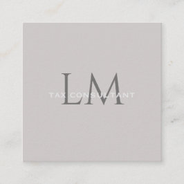 Monogram Square Taupe Gray Business Card Telefonnummerkarte