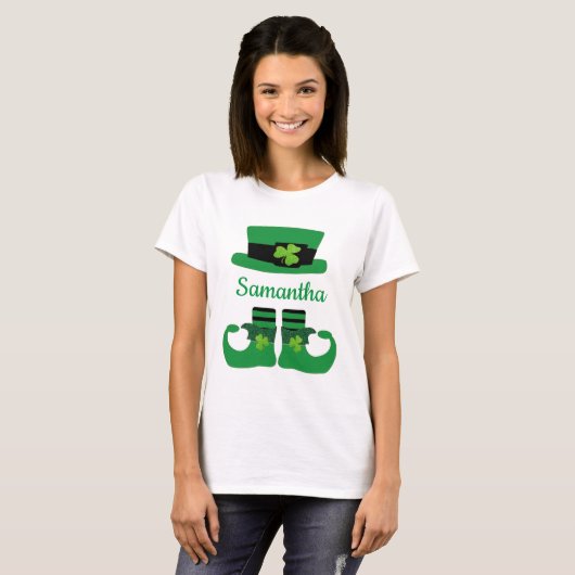 Monogram St. Patrick's Day Irish Leprechaun Green T-Shirt (Vorne ganz)
