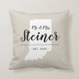 Monogram Staat Throw Kissen der Indiana-Familie