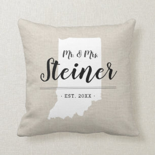 Monogram Staat Throw Kissen der Indiana-Familie