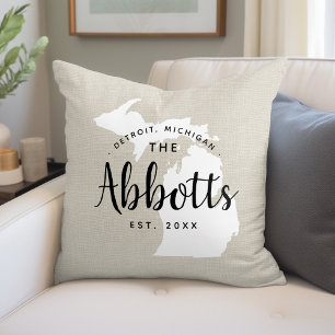 Monogram Staat Throw Pillow Michigan Family Kissen