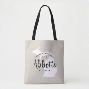 Monogram Staat Tote Bag der Michigan-Familie Tasche