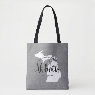 Monogram Staat Tote Bag der Michigan-Familie Tasche
