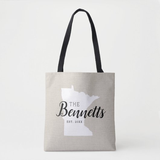 Monogram Staat Tote Bag der Minnesota-Familie Tasche (Vorderseite)