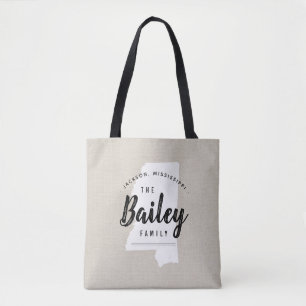 Monogram Staat Tote Bag der Mississippi-Familie Tasche