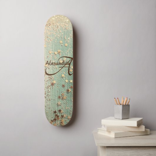 Monogram Stardust auf Sea Green Skateboard (Wandkunst)