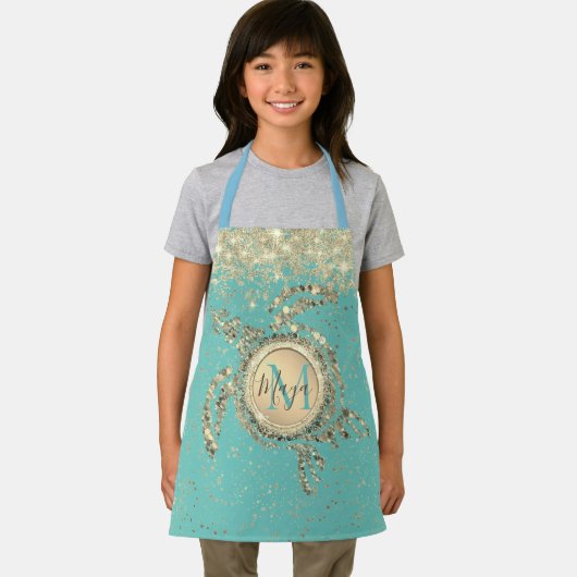 Monogram-Stars der Schildkröte auf blauer Schürze (Insitu)