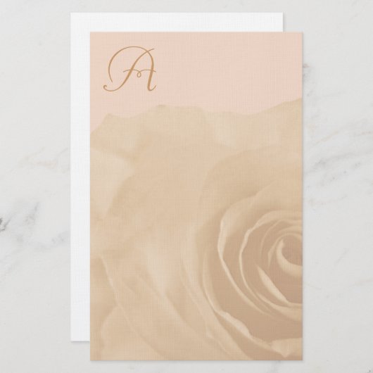 Monogram Stationery Faded Rose Briefpapier (Vorne/Hinten)