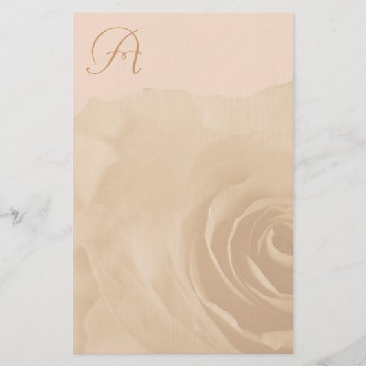 Monogram Stationery Faded Rose Briefpapier (Vorderseite)