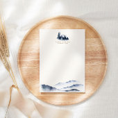 Monogram Stationery Paper Watercolor Blue Mountain Briefpapier
