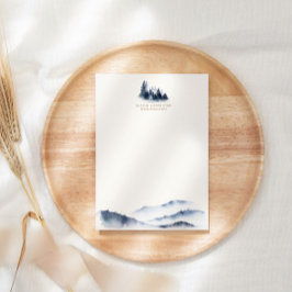 Monogram Stationery Paper Watercolor Blue Mountain Briefpapier