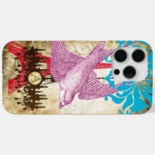 Monogram Steampunk Bird Effiel Tower Chandelier Case-Mate iPhone Hülle (Rückseite (Horizontal))