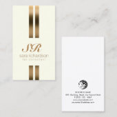 Monogram Steuerberater Elegant Gold Stripe Visitenkarte (Vorne/Hinten)