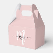 Monogram Stilvoll Modernes Blush Pink Geschenkschachtel (Rückseite)