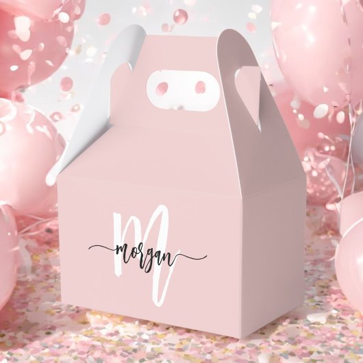 Monogram Stilvoll Modernes Blush Pink Geschenkschachtel