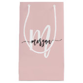 Monogram Stilvoll Modernes Blush Pink Kleine Geschenktüte (Vorderseite)