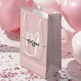 Monogram Stilvoll Modernes Blush Pink Kleine Geschenktüte