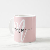 Monogram Stilvoll Modernes Niedlich Blush Pink Kaffeetasse (Vorderseite Links)