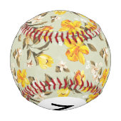 Monogram Stilvoll schönes, leuchtendes Blumenmuste Baseball (Rückseite)