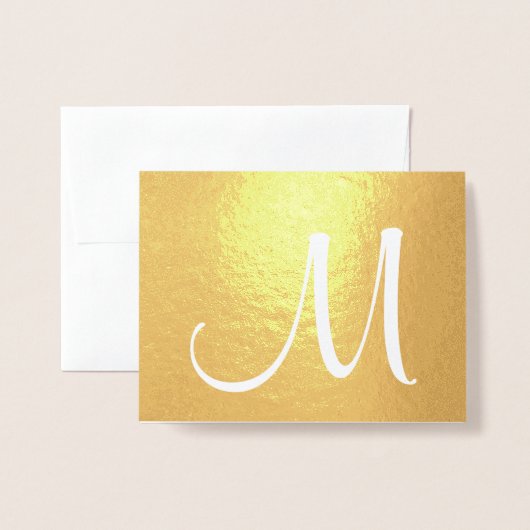 Monogram Stilvolle Skripte Initial Folded Gold Folienkarte (Vorderseite mit Umschlag)