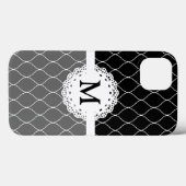 Monogram - Stilvolles Schwarz-Weiß-Spitzentmuster Case-Mate iPhone Hülle (Rückseite (Horizontal))