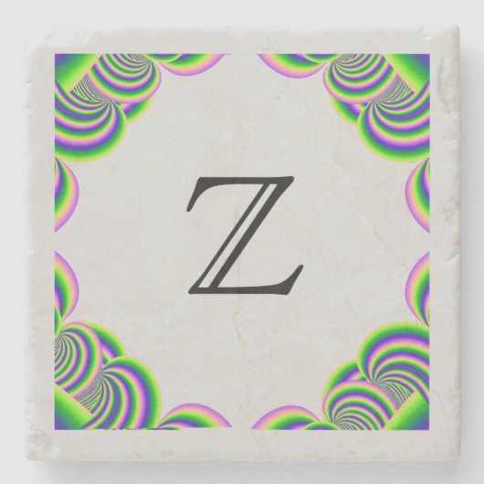 Monogram, Stone Untersetzer MultiColor Frame und G (Vorderseite)