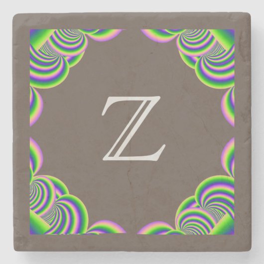 Monogram, Stone Untersetzer, MultiColor und Brown Steinuntersetzer (Vorderseite)