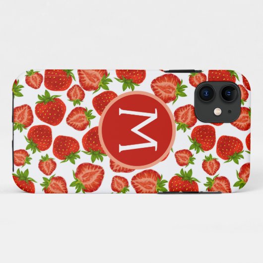 Monogram Strawberries Strawberry iPhone case (Rückseite (Horizontal))