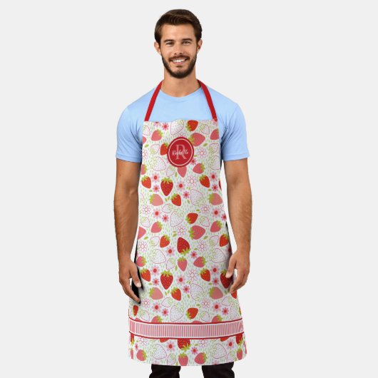 Monogram Strawberry Fruchtmuster Schürze (Getragen)