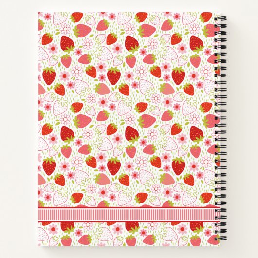 Monogram Strawberry Fruit Pattern Notizblock (Rückseite)