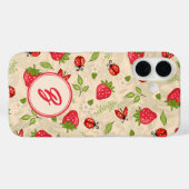 Monogram Strawberry Ladybug Muster Case-Mate iPhone Hülle (Rückseite (Horizontal))