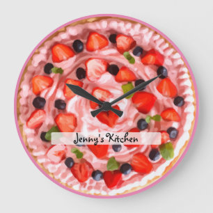 Monogram Strawberry Pie Kitchen Wall Uhren