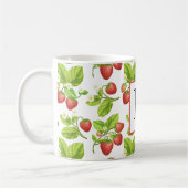 Monogram Strawberry Wasserfarben Muster Tasse (Links)