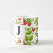 Monogram Strawberry Watercolor-Tasse Kaffeetasse (Vorderseite Links)