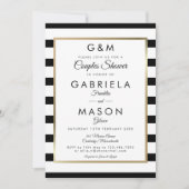 Monogram Stripe Wedding Couples Duschkabine Foto Einladung (Vorderseite)