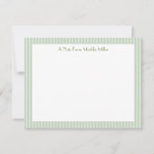 Monogram Striped Pastel Green Note Card Mitteilungskarte (Vorderseite)