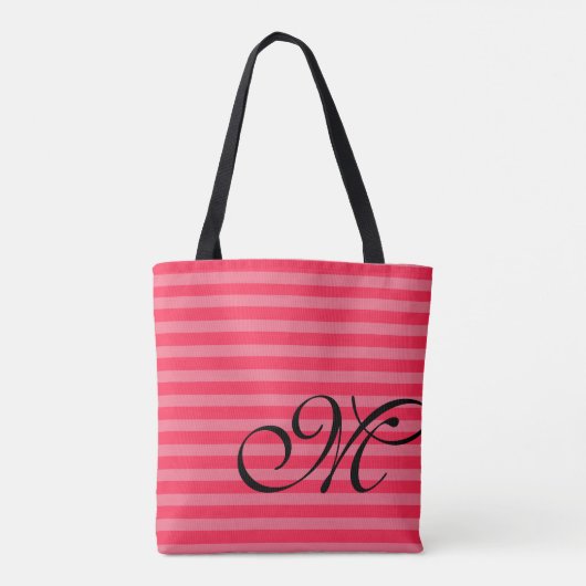 Monogram & Stripes Light & Hot Pink Tasche (Rückseite)