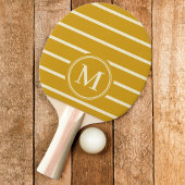 Monogram Stripte goldene Ockerfarbe Tischtennis Schläger