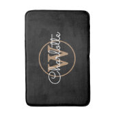 Monogram Stylisches Feminine Script Black Gold Badematte (Vorderseite Vertikal)