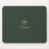 Monogram Stylish Gold & Forest Green Mousepad (Vorne)