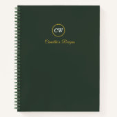 Monogram Stylish Gold & Forest Green Notizblock (Vorderseite)