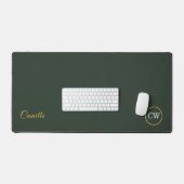 Monogram Stylish Gold & Forest Green Schreibtischunterlage (Tastatur & Maus)