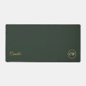 Monogram Stylish Gold & Forest Green Schreibtischunterlage (Vorderseite)