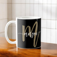 Monogram Stylish Modern Black Gold