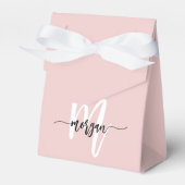 Monogram Stylish Modern Blush Pink Black Geschenkschachtel (Vorderseite)