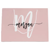 Monogram Stylish Modern Blush Pink Script Große Geschenktüte (Vorderseite)