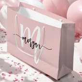 Monogram Stylish Modern Blush Pink Script Große Geschenktüte
